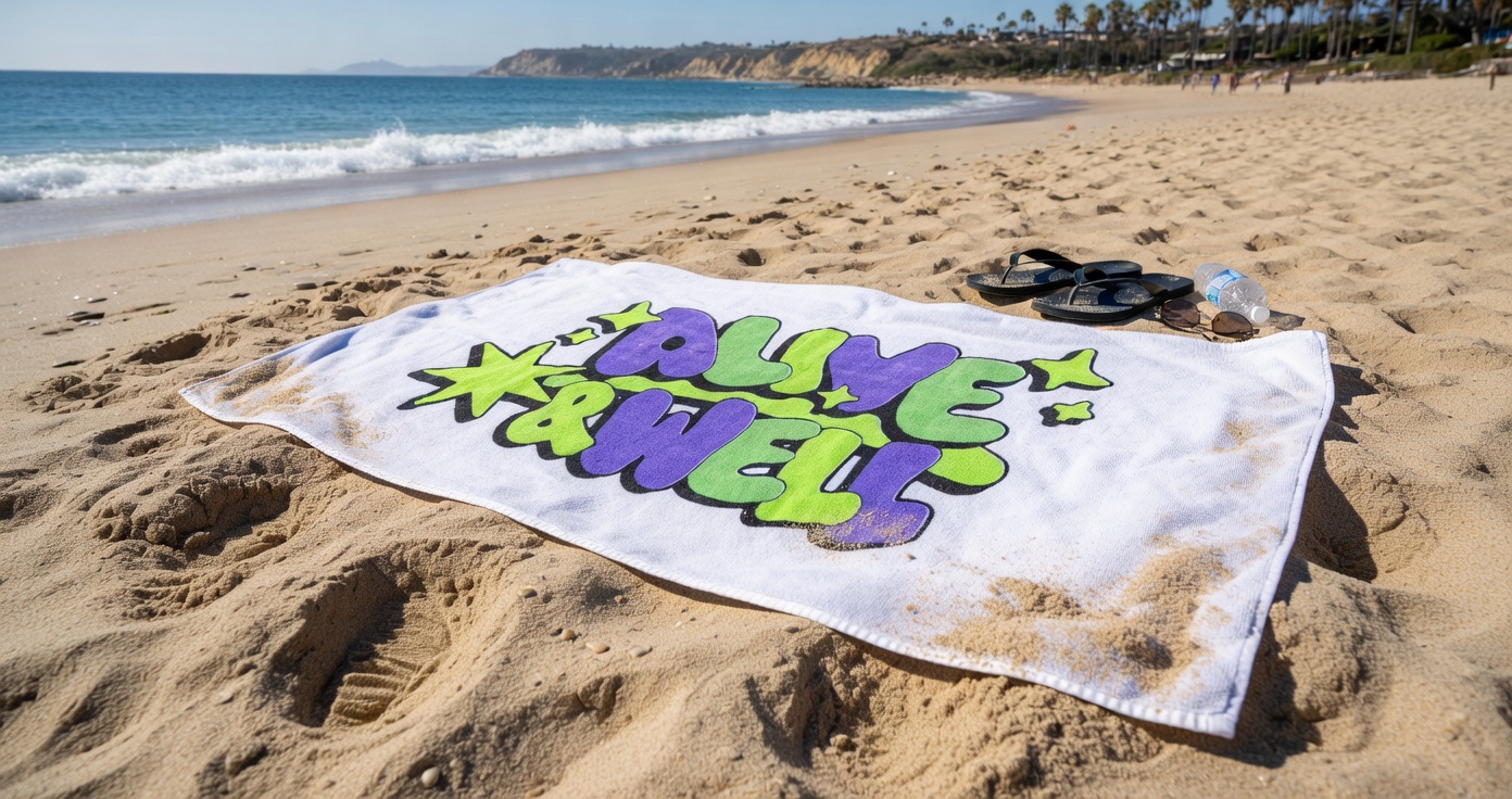 Alive & Well School Book Beach Towel — White